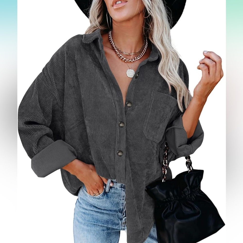 Gray Corduroy Women’s Button Up Size Small